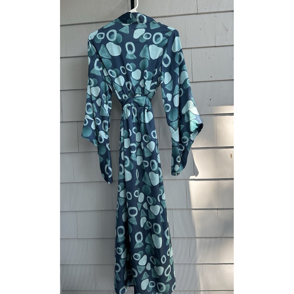 Amarelle Swimwear "One Moment" Kimono Cover-Up –‎ Teal Print, OS, Belted Robe - Picture 6 of 7